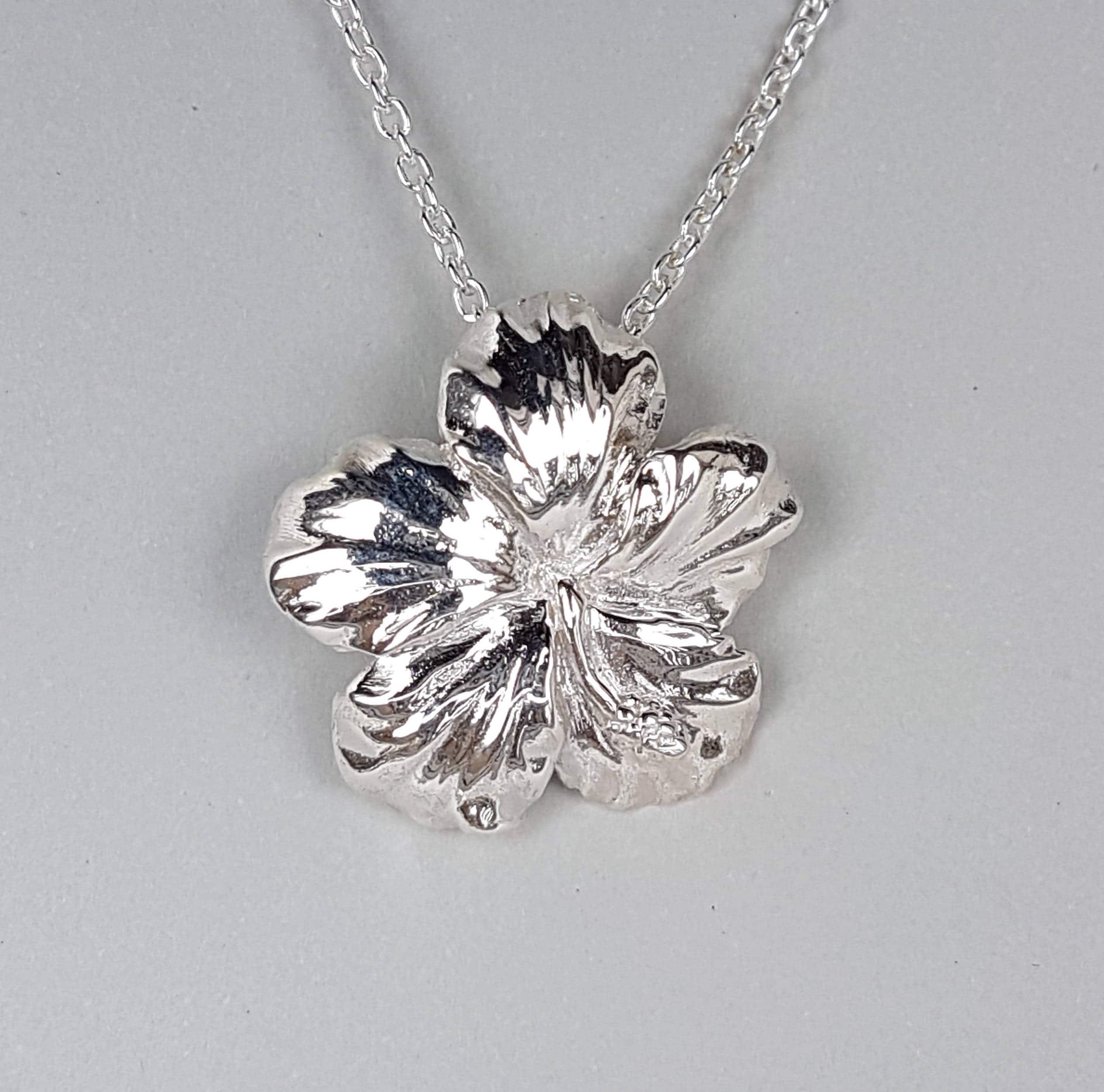 The Hibiscus Pendant Necklace 925 Sterling Silver High Polish - Etsy