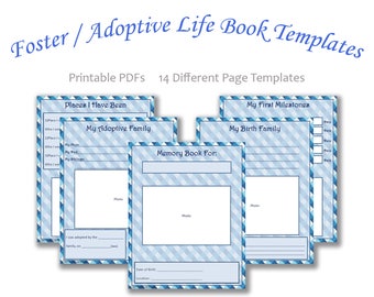 Foster/Adoptive Life Book Templates (PDF download) Blue
