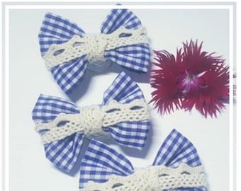 Bows, colourful flowers, Screw in, blue and white checkers, Hair accessories, girls hair accessories, Checkers, Girls bows, nNew,