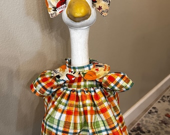 Fall Harvest Thanksgiving Goose Outfit – Porch Goose Clothes – Goose Dress with Bow