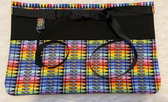 Crayon Teacher Apron Brights on Black