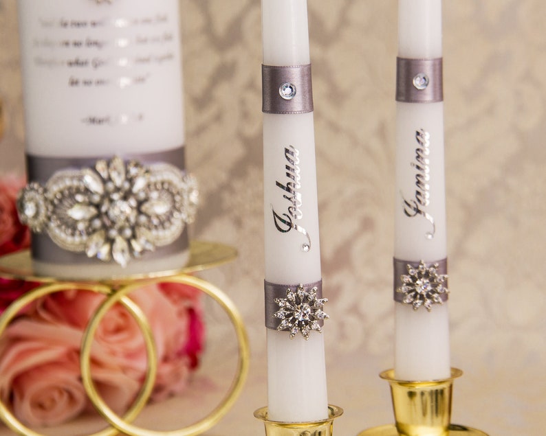 Personalized Unity Candle Set for Wedding Ceremony With Silver Etsy
