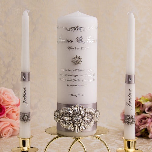 Personalized Unity Candle Set for Wedding Ceremony With Silver Etsy