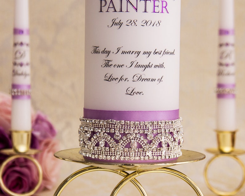 Personalized Unity Candle Set Lavender Wedding Candle Set Etsy