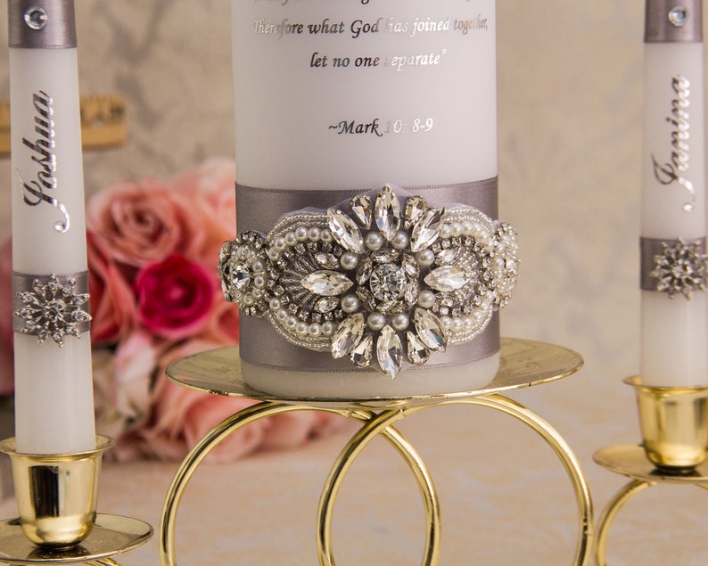 Personalized Unity Candle Set for Wedding Ceremony With Silver Etsy