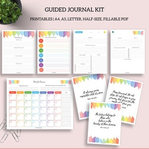 Guided Journal kit includes: Monthly Planner, Weekly Planner, Weekly Review, Daily Journal, Daily Planner