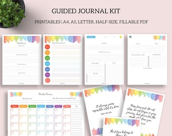 Guided Journal kit includes: Monthly Planner, Weekly Planner, Weekly Review, Daily Journal, Daily Planner