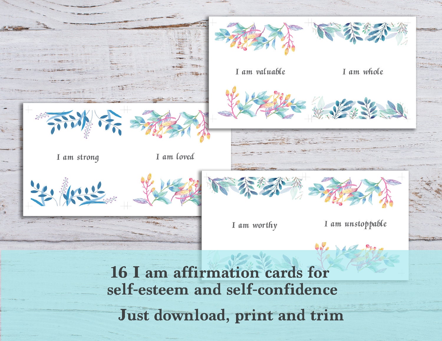 I Am Affirmation Cards I Am Enough and Self-esteem Affirmation Cards