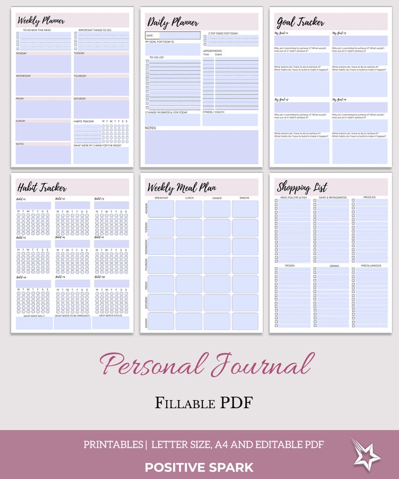 Printable Personal Planner Inserts Goal Planner Weekly - Etsy