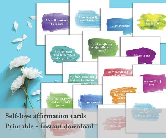 Self Love Affirmation Cards Printable Mantras Positive Etsy