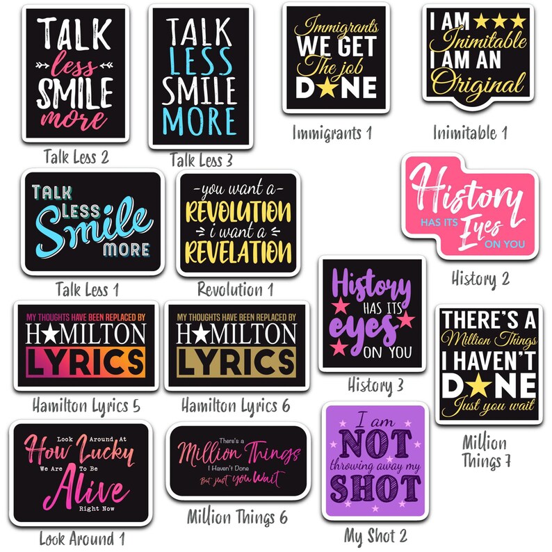 Hamilton Stickers Pack Vinyl Waterproof Decals Bundle Set of Etsy