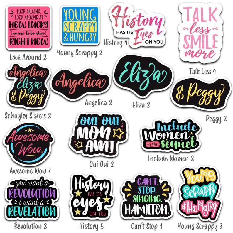 Hamilton Stickers Pack Vinyl Waterproof Decals Bundle Set of Etsy