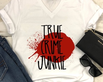 Vero crimine Junkie Blood Splatter short Sleeve V-Collo T-Shirt