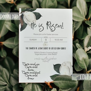 Religious Easter worship service invitation, Christian, lds, instant download, editable, printable, simple, modern