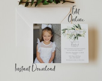 Brightyn baptism invitation, girls baptism invitation, lds baptism, program, baptism invitation, editable, custom, printable