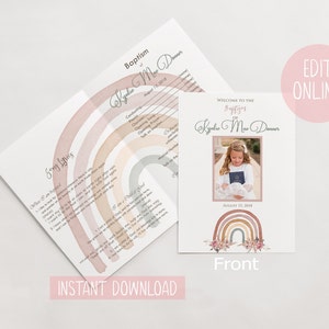 boho rainbow girls lds baptism editable printable digital program template