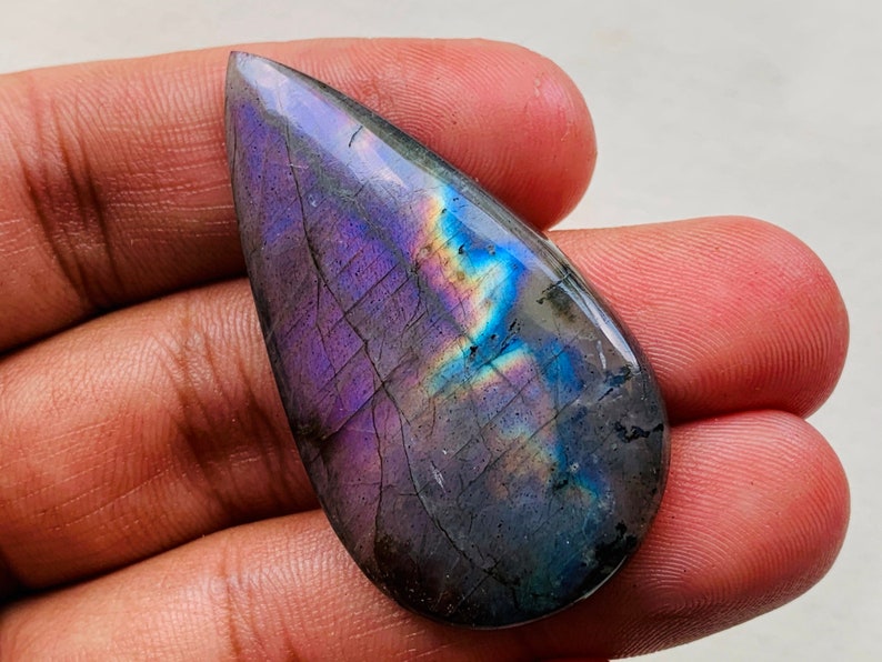 Purple Labradorite Gemstone Cabochon,Multi Purple Labradorite Multi Labradorite Cabochon,Loose Cabochon,Pear Shape,50x26x6 mm 66 Crt