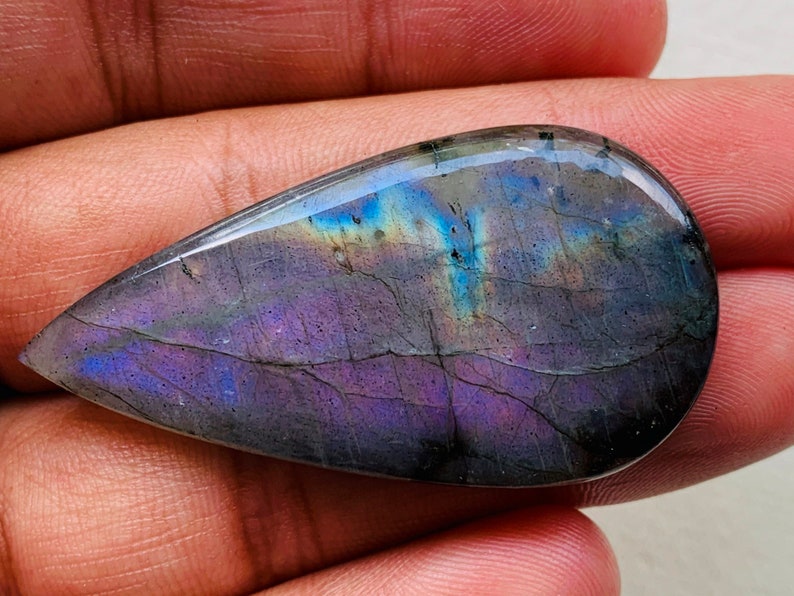 Purple Labradorite Gemstone Cabochon,Multi Purple Labradorite Multi Labradorite Cabochon,Loose Cabochon,Pear Shape,50x26x6 mm 66 Crt