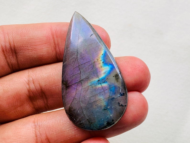Purple Labradorite Gemstone Cabochon,Multi Purple Labradorite Multi Labradorite Cabochon,Loose Cabochon,Pear Shape,50x26x6 mm 66 Crt