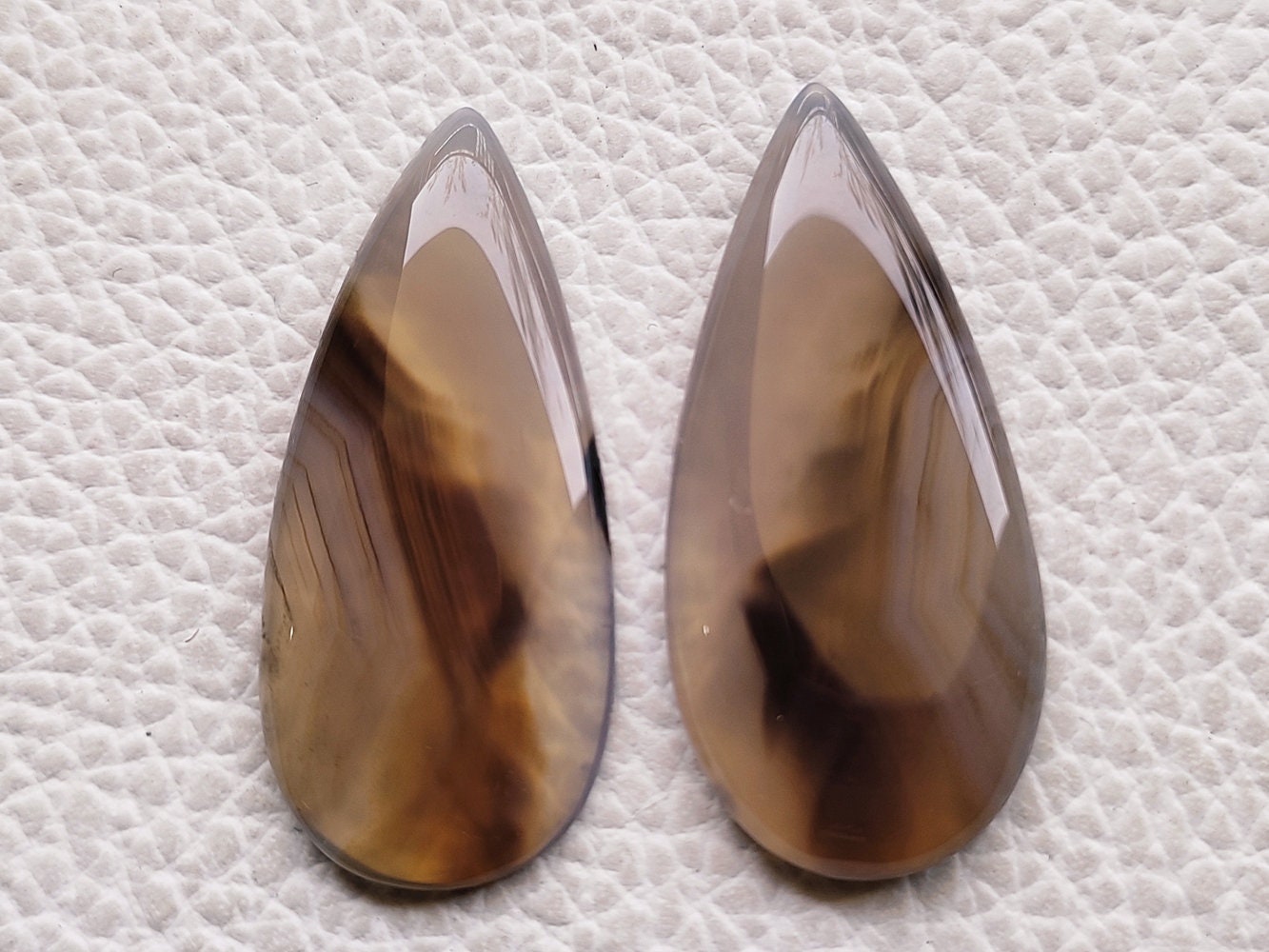 1 Pair Montana Agate Gemstone Cabochon 35x14x4 mm 35 Crt Fancy Shape Use For Earring Jewelry Montana Agate Loose Gemstone