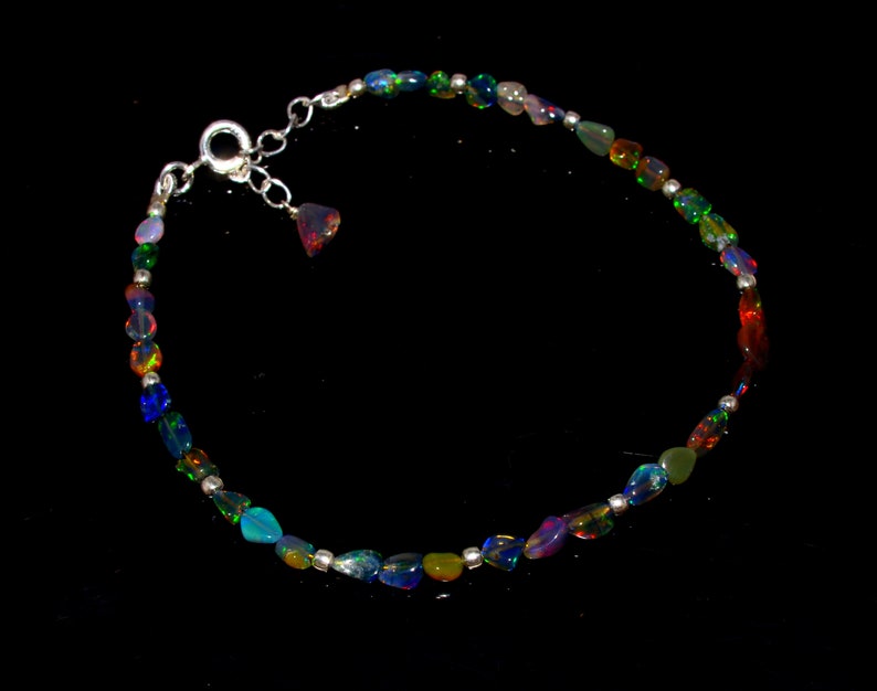 925 Sterling Silver Jewelry Cabochon Tumbel Bracelet Multi Fire Ethopian Opal Opal Bracelet Jewelry Natural Ethopian Opal Gemstone