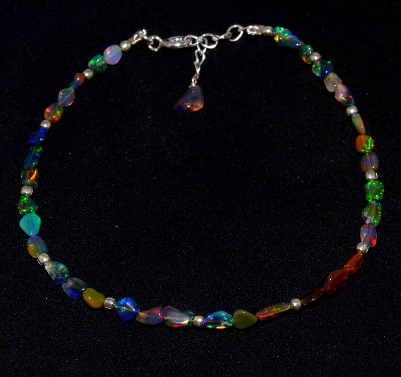 925 Sterling Silver Jewelry Cabochon Tumbel Bracelet Multi Fire Ethopian Opal Opal Bracelet Jewelry Natural Ethopian Opal Gemstone