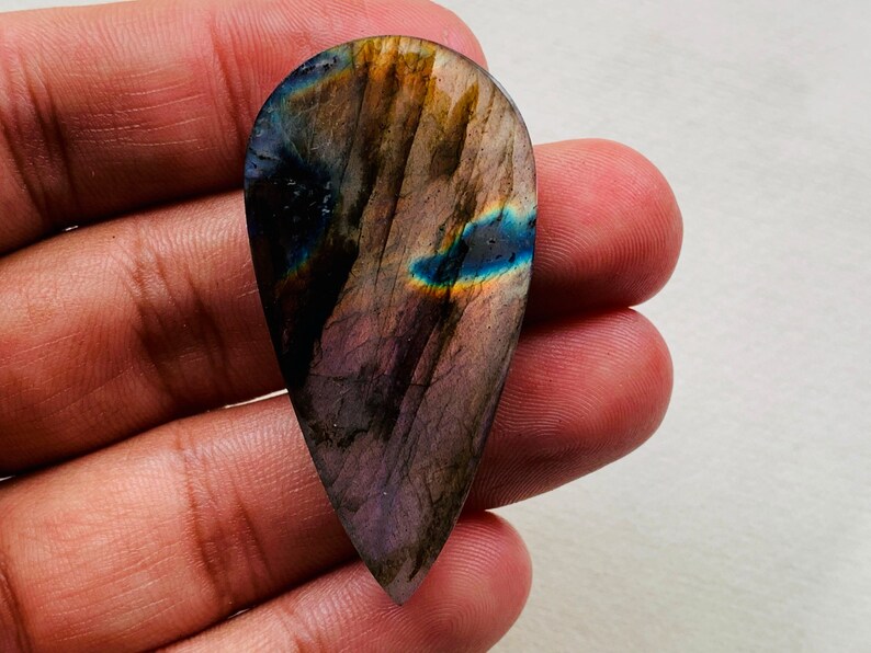 Purple Labradorite Gemstone Cabochon,Multi Purple Labradorite Multi Labradorite Cabochon,Loose Cabochon,Pear Shape,50x26x6 mm 66 Crt