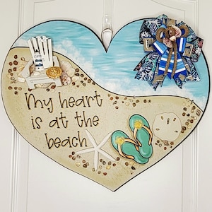 Summer Beach Wreath for Front Door, Door Hanger with Seahshell & Beach Chair, Beach House Wreath, Tropical Beach Decor, Cute Gift Idea