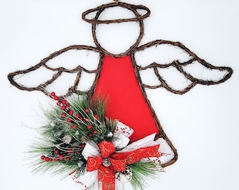 Angel Hanger for Front Door, Angel Wreath for Front Door, Christmas Angel Decoration for Home, Winter Door Hanger with Angel