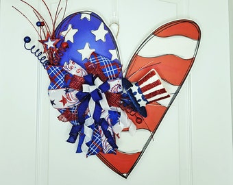 Patriotic Door Hanger to Honor Frontline People and Military, Summer Door Hanger, 4th of July Wreath, American Flag WreathDoor