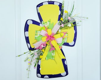 Easter Wreath for Front Door, Cross Door Hanger, Spring Wreath, Home Decor for Spring, Easter Door Hanger, Cross Wreath