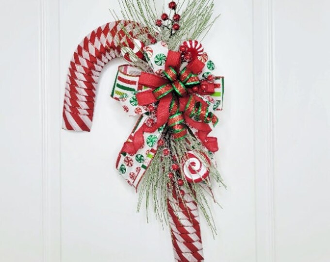 Candy Cane Door Hanger for Front Door Christmas Decoration Etsy