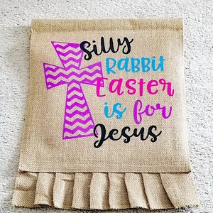 Easter Garden Flag, Easter Cross Flag, Garden Flag, Burlap Garden Flag, Spring Flag, Easter Flag, Garden Decoration image 1