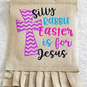 Easter Garden Flag, Easter Cross Flag, Garden Flag, Burlap Garden Flag, Spring Flag, Easter Flag, Garden Decoration image 8