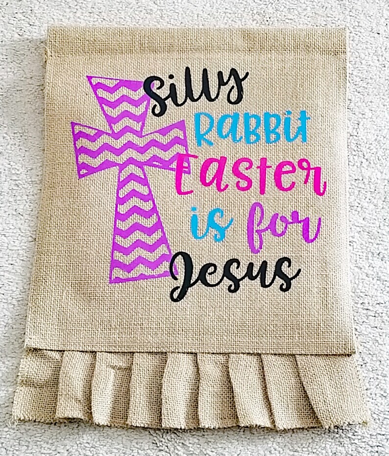 Easter Garden Flag, Easter Cross Flag, Garden Flag, Burlap Garden Flag, Spring Flag, Easter Flag, Garden Decoration image 8