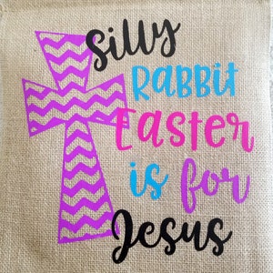 Easter Garden Flag, Easter Cross Flag, Garden Flag, Burlap Garden Flag, Spring Flag, Easter Flag, Garden Decoration image 2