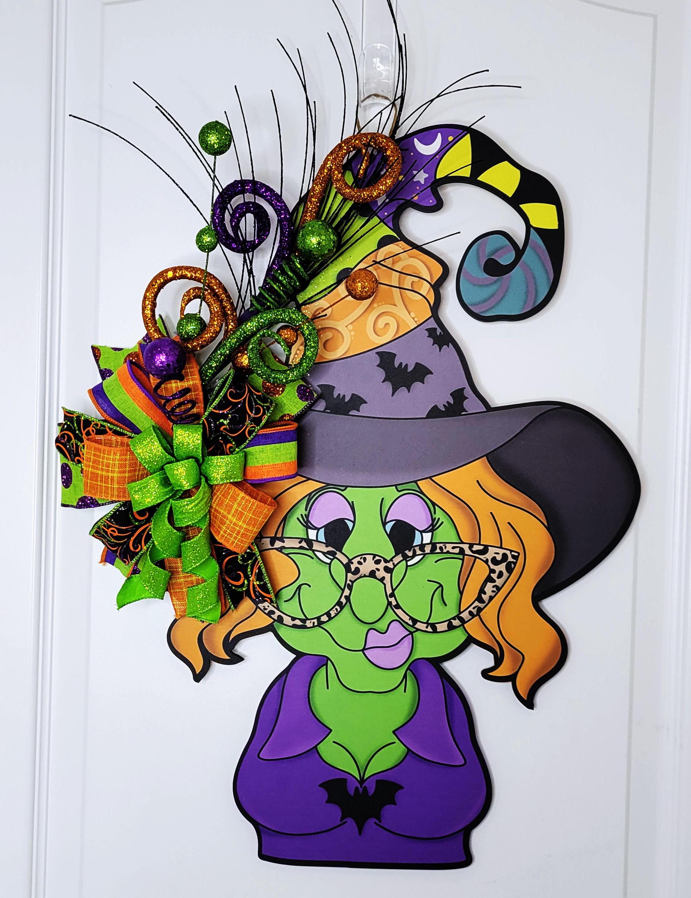 Witch Door Hanger for Halloween, Halloween Wreath, Whimsical Witch ...