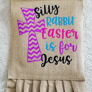 Easter Garden Flag, Easter Cross Flag, Garden Flag, Burlap Garden Flag, Spring Flag, Easter Flag, Garden Decoration image 6