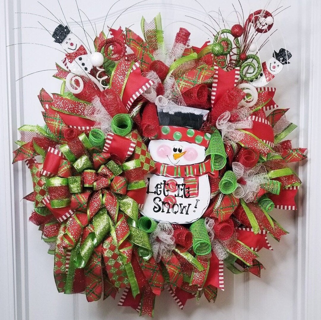 Snowman Door Hanger for Front Door, Snowman Wreath for Front Door ...