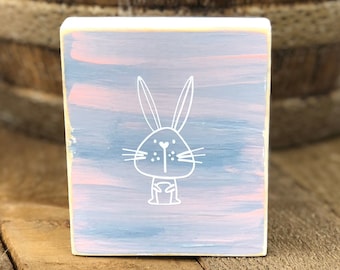 Pastel Bunny Wood Sign - Bunny Decor