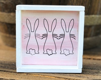Wood Sign: Pastel Bunny Decor
