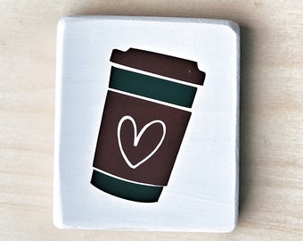 Rustic Coffee Cup Mini Wood Sign: Tier Tray Decor