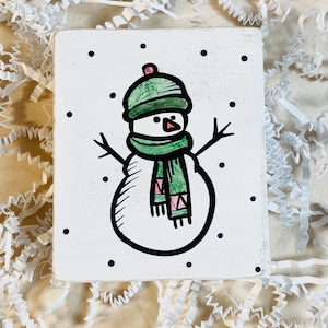 Watercolor Snowman Wood Sign: Winter Tier Tray Decor