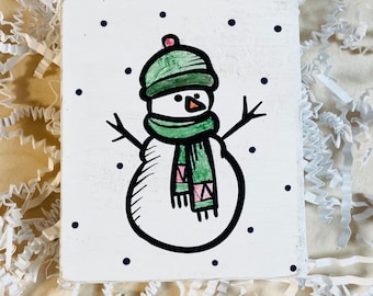 Watercolor Snowman Wood Sign: Winter Tier Tray Decor
