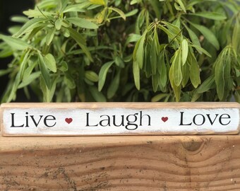 Farmhouse Wood Block Sign - Live Laugh Love - Block Sign - Wood Sign