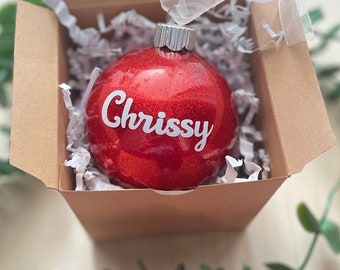Personalized Glass Ornaments - Glass Glitter Baubles- Custom Christmas Ornaments