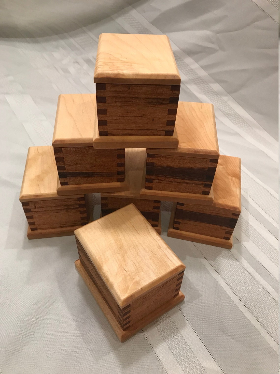 Small Keepsake Box Made From Exotic Tigerwood and Hard Maple Etsy