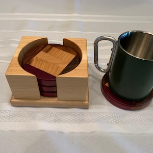 End-grain coaster set made from solid Texas Elm, Various Exotics and Hard Maple