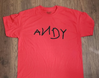 Adult Andy shirt. Toy story shirt. Woody Andy signature. Unisex, Womens and tanks.