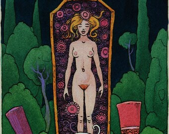 The dead Maiden - original watercolour painting